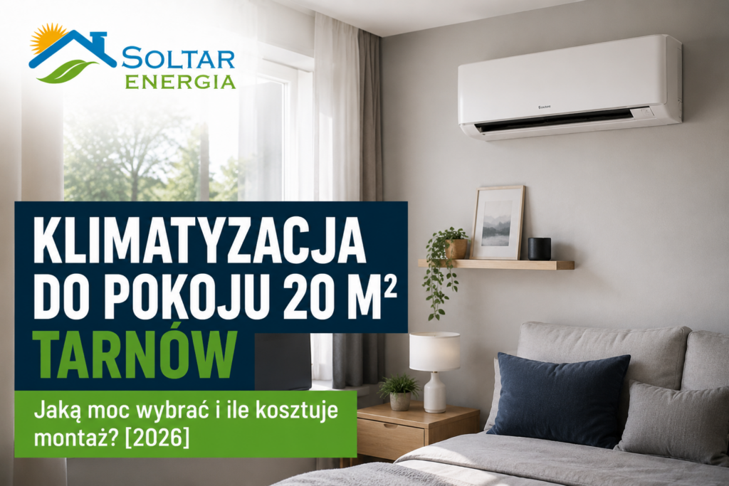 Klimatyzacja do pokoju 20 m² w Tarnowie – nowoczesny klimatyzator ścienny w salonie. Sprawdź, jaką moc wybrać i ile kosztuje montaż klimatyzacji.